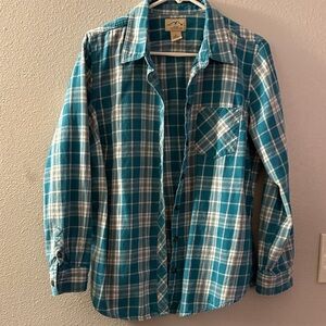 Women's Turquise, Soft White Flannel Shirt